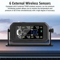 Advertencia de temperatura inteligente, ahorro de combustible, Monitor de neumáticos de coche y camión H13, 6 sensores externos, sistema de supervisión de presión de neumáticos - details 6