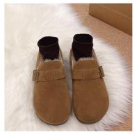 Chanclas de mujer de piel con puntera redonda para exterior Casual Suede Slippers, Otoño/Invierno 2025 - details 11