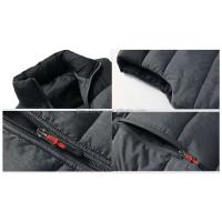 Chaqueta de invierno gruesa sin mangas con diseño de burbujas, chaleco corto de concha suave marrón para hombre de talla grande - details 10