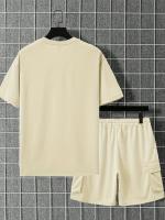 Conjunto Deportivo Casual para Hombres de Poliéster Camiseta con Pelo y Shorts de Cinturón con Bolsillos Perfecto para el Verano Lavable en Máquina - details 11
