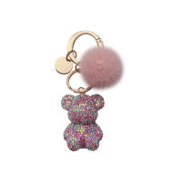 Llavero de Oso Sentado con Diamantes Completos Llavero Creativo de Pelo de Vismero para Coche - details 2