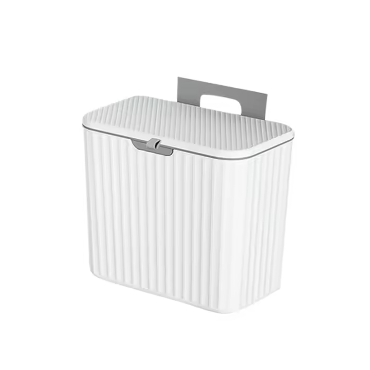 Cubo de basura de cocina montado en la pared, papelera colgante de gran capacidad con tapa para armario de baño, 7L - 1