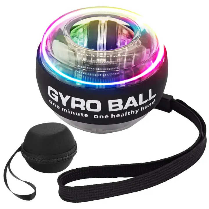 Bola de entrenamiento de muñeca de arranque automático, de antebrazo ejercitador giroscópico, bola giroscópica para fortalecer brazos, dedos, huesos de muñeca y músculos con luces LED y caja de almacenamiento - 1
