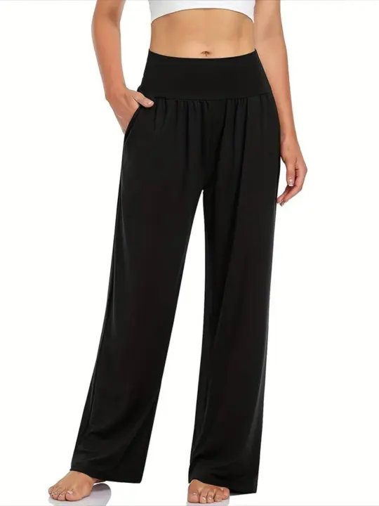 Pantalones de pierna ancha para mujer con cintura elástica, cómodos pantalones de primavera y otoño - 1