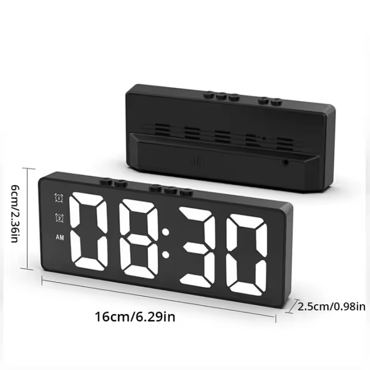Reloj de mesa con espejo LED, despertador Digital, hora de visualización de repetición, relojes electrónicos de escritorio - 1