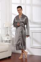 Albornoz largo de talla grande 3XL para hombre, ropa de dormir negra para novio, bata de boda, ropa de dormir de primavera y verano, ropa de dormir holgada de satén para el hogar - details 17