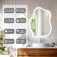 Espejo de baño LED irregular de nube con luces, espejo LED para baño, iluminado, antivaho, regulable, 3 colores ajustables, CRI90+, botón táctil - details 1