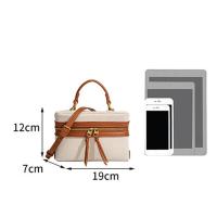 Mochila de Lujo Leten Bolsa de Almuerzo Retro de Lona Spliced Bolsa Cruzada Portátil para Mujeres - details 1