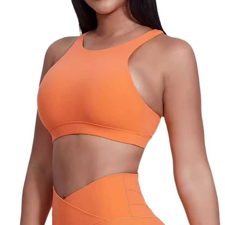 SHINBENE-Sujetador deportivo de cuello alto para entrenamiento, sostén con relleno cruzado en la espalda, ideal para Yoga - 1