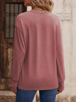 Camiseta holgada de manga larga con cuello en V para mujer, Tops blancos informales, jersey de oficina, otoño e invierno, nuevo - details 19