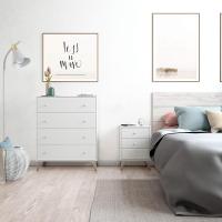 Cabecero para Cama de Matrimonio, Modelo Dulce, Blanco Artik y Blanco Velho, Medidas - details 2