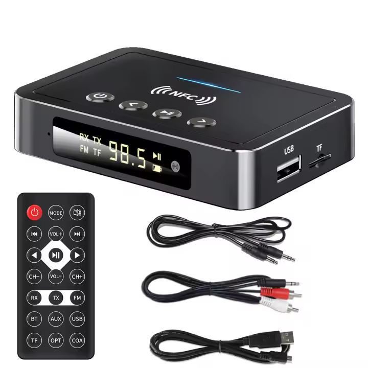 VAORLO-transmisor y receptor de Audio M6, adaptador inalámbrico LED para TV, Bluetooth 5,0, AUX, RCA, Coaxial óptico, TF/u-disk, 3,5mm - 1