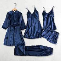 Conjunto de Dormir para Mujeres Ouwu Top de Seda Saturada, Pantalones Cortos, Pantalones de Encaje Suelto - details 7