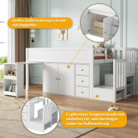 Camión de Niños Multifuncional Cama Extensible, Escritorio, Almacenamiento Lateral, Armario, Cajón, Escalera, Sin Colchón MDF Blanco 90*200 - details 14