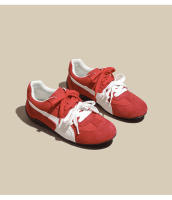 Cuero Ankola rojo casual zapatos de entrenamiento moral Forrest Gump zapatos nuevo retro cordones color coincidencia de cuero casual zapatos de mujer - details 20