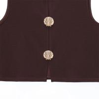 PB&ZA2025 ropa interior para ir al trabajo, chaleco de punto sin mangas con cuello redondo, top decorado con botones para mujer - details 3