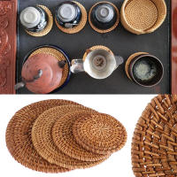 Posavasos de mimbre para mesa de cocina, tapetes acolchados para cuencos, almohadilla aislante, manteles individuales redondos hechos a mano - details 4