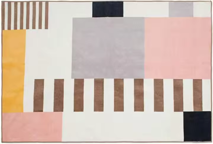 Alfombra de poliéster cómoda, alfombra rectangular de piano nórdico para saltar, tapete de juego antiestático, alfombra de base antideslizante de TPR - 1