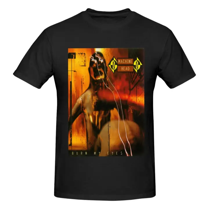 Camiseta de manga corta para hombre, Camisa de algodón negro, Machine Head Burn My Eyes - 1