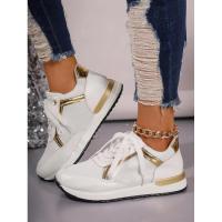 Zapatillas de deporte para mujer, nuevas y cómodas zapatillas deportivas con plataforma de cuero parcheado para correr al aire libre, informales, cómodas y a la moda - details 16