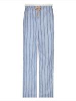 Pantalones holgados de pierna recta a rayas para mujer, moda coreana, cintura elástica, empalme de encaje, pantalones femeninos - details 1