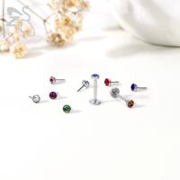 ZS-Piercings de acero inoxidable para el cartílago de la oreja, Piercings de hélice Tragus de cristal sin rosca, estilo Push-In, Labret, labio superior, 1,5 MM-4MM, CZ, 1 pieza - details 4