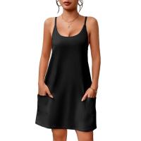 Camisón de Estilo Primavera-Verano para Mujeres en Casa Doble Uso de Seda y Lácteo Bolsillos - details 1