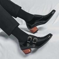 Nuevo 2025 tacones altos de danza irlandesa para hombre, diseño de moda de cuero Formal, hebilla grande 46, zapatos clásicos de marca con cremallera - details 5