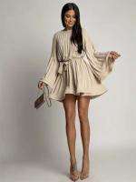 Vestido corto holgado con cintura atada para mujer, moda sensible, diseño plisado elegante, ropa en Stock europea, novedad de 2024 - details 11