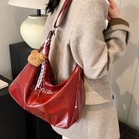 Bolso Hobo sencillo con colgante de bolso de hombro de cuero de PU estilo coreano con cremallera bolso cruzado de Color sólido bolso de mujer - details 3