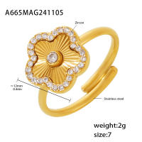 Elegante Anillo de Ovalado Recorte Placa Cubic Zirconia Anillo de Boda Mujeres Joyería Fina Metal Anillo de Acero Inoxidable - details 0
