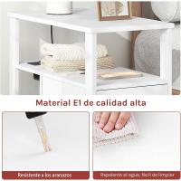 Mesita Auxiliar con Enchufe, Mesa Salón con 2 Cajones y 2 Estantes de Almacenaje, Mesa Delgada con Enchufe y Puertos USB, Apta para Salón y Dormitorio, Negro, 60x60x30 cm, BTS28sz - details 14
