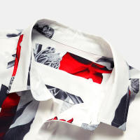 Camisa de botones de manga corta con estampado de lino y algodón - details 3