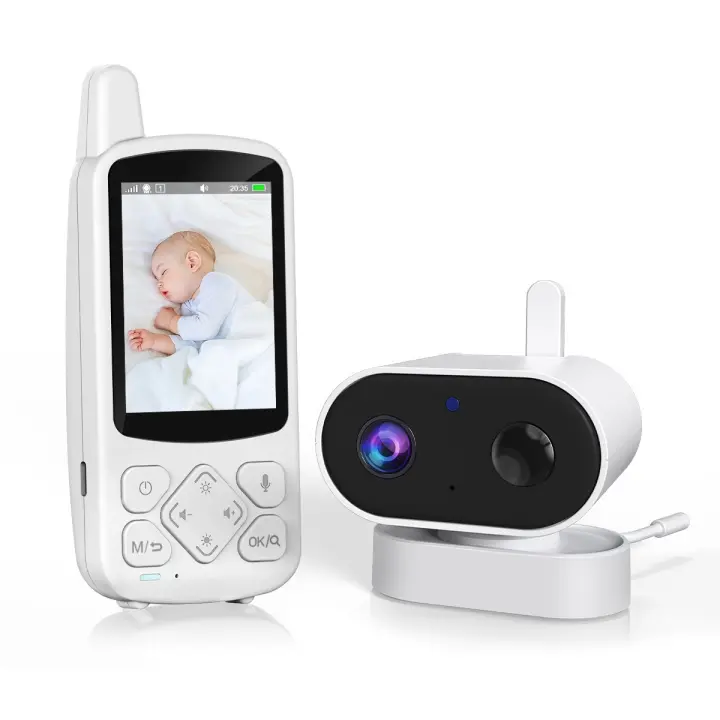 Monitor para bebés con cámara y visión nocturna, monitor para bebés con video HD de 2,8 pulgadas y 720P, 2000 mAh, pantalla IPS, modo VOX, audio bidireccional, alerta de temperatura, 8 canciones de cuna - 1