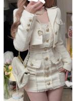 Elegante Conjunto Vintage de Dos Piezas al Estilo Coreano Chaqueta Corta de Lana Dulce y Vestido Mini con Diseño de Borla Conjunto de Moda para Mujeres - details 0
