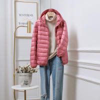 Chaqueta de plumón ultraligera con capucha para mujer, cálida y fina, talla grande - details 13
