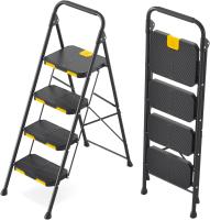 Escalera de Acero Plegable de 3 Peldaños con Seguridad Bloqueada Carga hasta 360kg - details 6