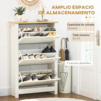 Zapatero moderno para recibidor de entrada para 12 pares de zapatos con cajones abatibles y estantes ajustables, zapatero estrecho para pasillo, blanco. - details 3