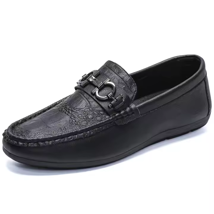 Zapatos Casuales de Verano para Hombres Estilo Británico Cocodrilo en Cuero Tendencia - 1