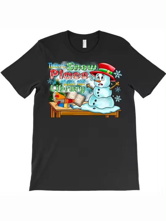Hay un lugar de nieve como la camiseta de la bibliotecaRegalo para papá Manga corta con cuello redondo suave y cómodo - 230 g - 1