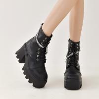 Botas martin negras para mujer, botas cortas informales de moda para otoño e invierno, tacones altos para mujer - details 4