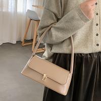 Bolso de Hombro Clásico para Mujer Cuero Falsito, Color Sólido, Cierre con Hebilla, Forro de Poliéster, Bolso Mano Vintage para Underarm No se Lavaba - details 4