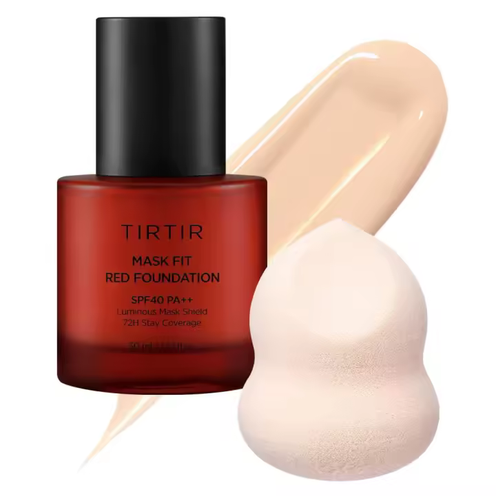 TIRTIR Mask Fit Base Roja + Set Puff |   Cobertura alta, duradera, ligera y edificable, acabado semimate radiante, todo - 1