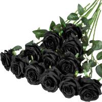 Centro de mesa de noche con rosas rojas coloridas, arreglo Floral artesanal, decoración del Día de San Valentín, ramo de rosas falsas nupciales, 1 unidad - details 3