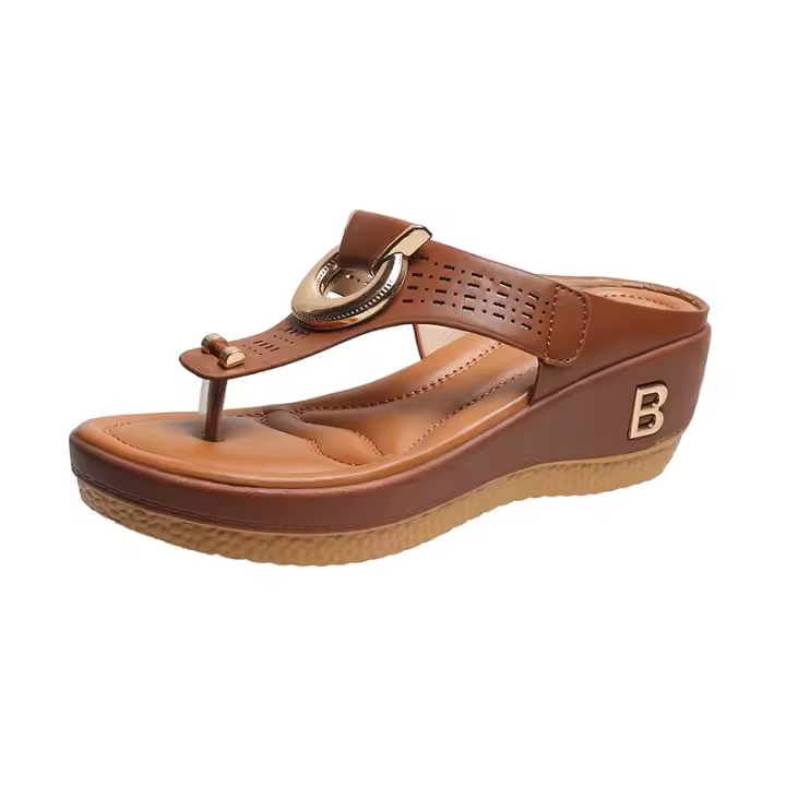 Sandalias de cuña romanas para mujer, zapatos de playa con plataforma informales, chanclas cómodas, verano, 2023 - 1