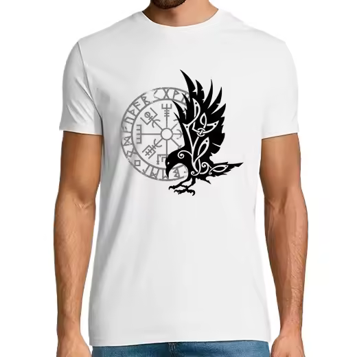 nórdico cuervo vegvisir símbolo vikingo Camisetas hombre clásica premium de vikingos - 1