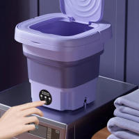 8L Mini lavadora portátil de lavadora plegable 3 modos con escurridor para viajes Camping ropa interior calcetines de tela para bebés - details 3
