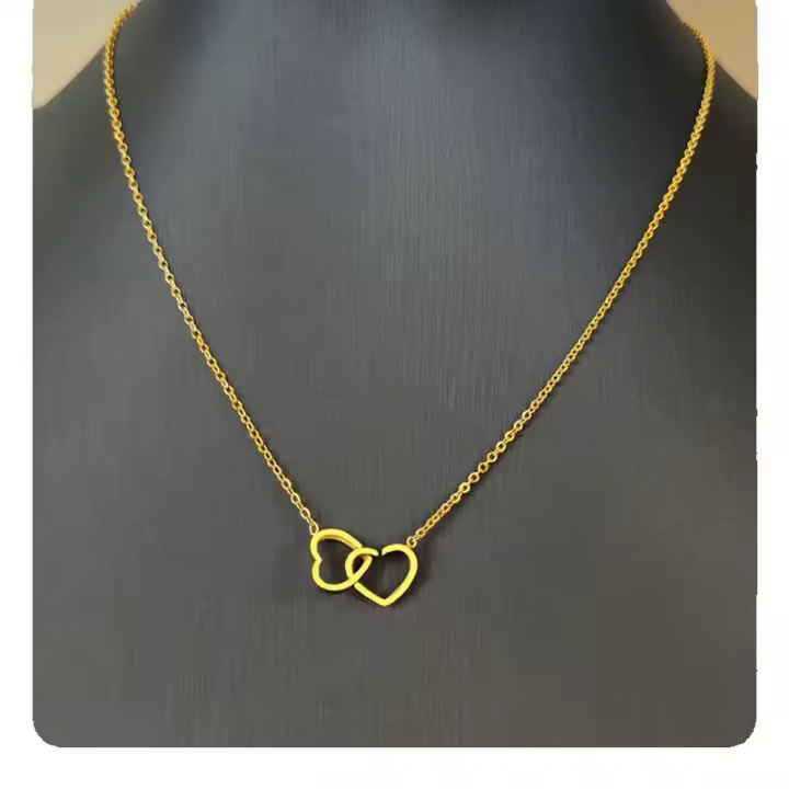Collar de mujer de viajero de moda de lujo en forma de corazón de acero inoxidable Black King - 1