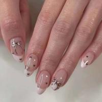 Uñas postizas artificiales portátiles de acrílico desmontable, juego completo, hermosas cerezas, almendras francesas, 24 piezas - details 10