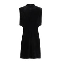 , nable Año Nuevo Corto sin mangas con hombreras de terciopelo, elegante vestido de noche para mujer - details 5